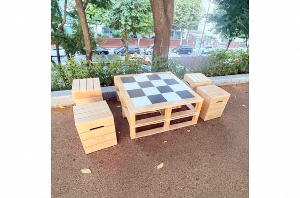 [Set] 파레트 테이블 [체스]+의자4